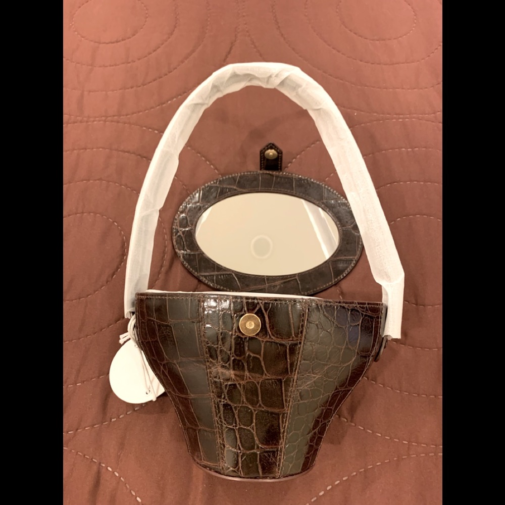 Staud Alice embossed leather top handle bag